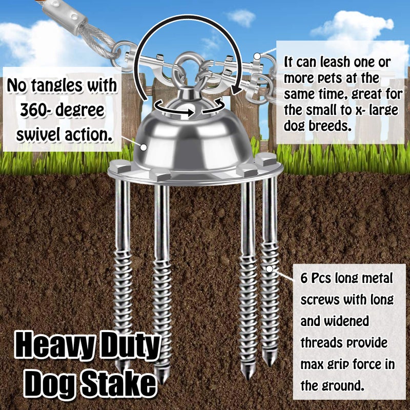 Highland Farms Select 360Â° Swivel Dog Tie Out Stake Dog Anchor - Heavy Duty Rust Proof Dog Yard Stake Holds 1000Lbs of Pull Force for Yard Camping Outdoor - Image 4